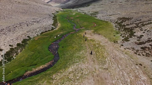 Wallpaper Mural Horses and Motorcyclists Moving in Valley Aerial Shot Torontodigital.ca