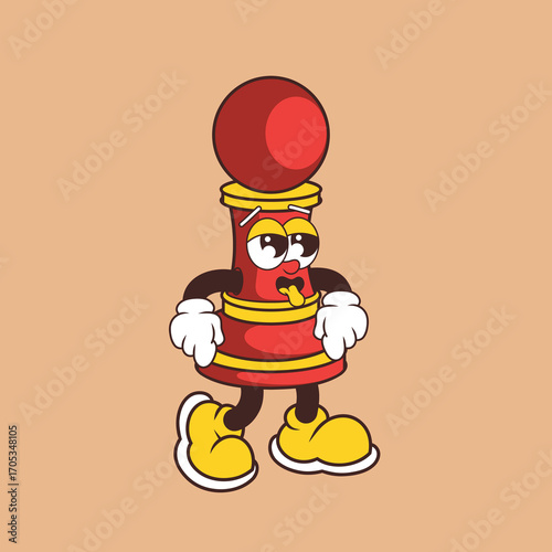 Retro character design from chess pawn tired