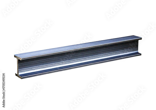 Metal steel rolled rail block construction girder material. Metal steel hard bar icon tube , isolated on transparent or white background