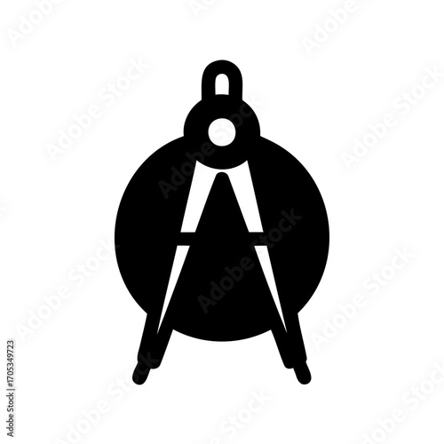 Geometric compass drawing tool for measuring distances and creating circles icon