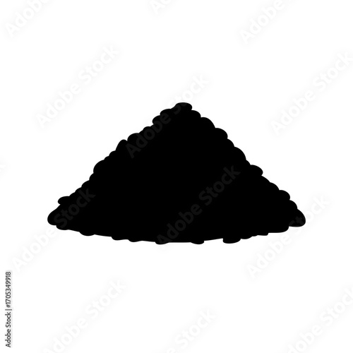 Silhouette of a mound of dirt or coal, black on white background