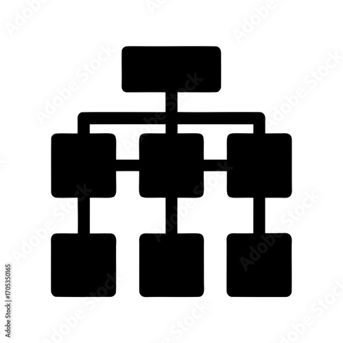 Hierarchical diagram illustrates branching network structure with multiple layers and connections