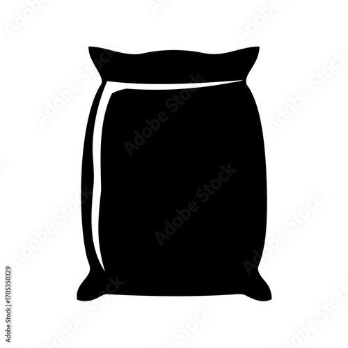 Monochrome illustration of a sack or bag, possibly containing flour or grain
