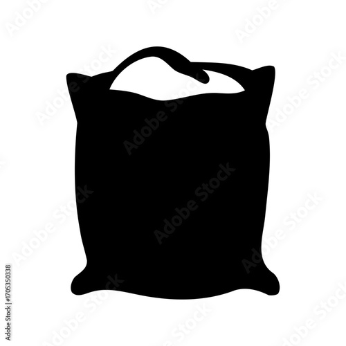 Solid black silhouette image of a bag, sack, or pillow shape