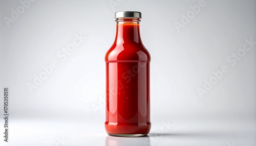 Wallpaper Mural Clear glass bottle filled with vibrant red liquid and sealed with silver cap on white background Torontodigital.ca