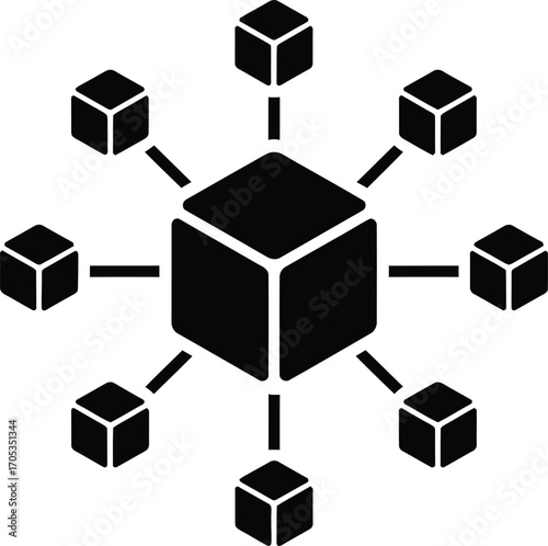 Decentralized Network and Blockchain Technology Vector Graphic
