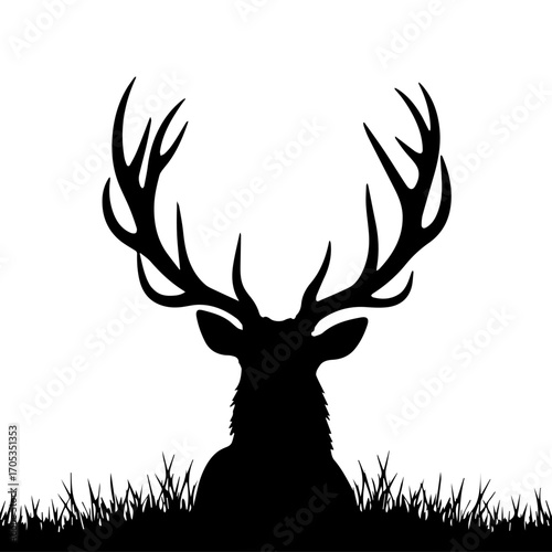 deer head silhouette, deer, animal, vector, reindeer, illustration, silhouette, wild, antler, mammal, nature, stag, head, wildlife, buck, antlers ,cartoon, elk, horn, horns, design, brown, hunting, cu