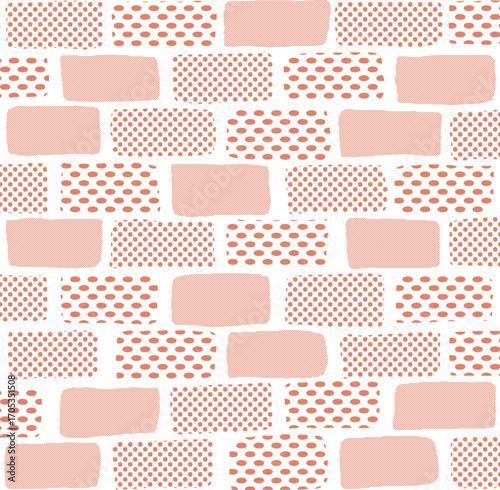 ハーフトーンミックスのレンガ模様の背景　Adobe Illustrator Artwork