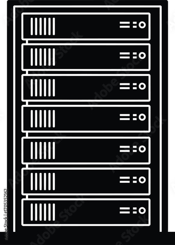 Data Server Rack and Network Stack - Technology and Cloud Computing Vector