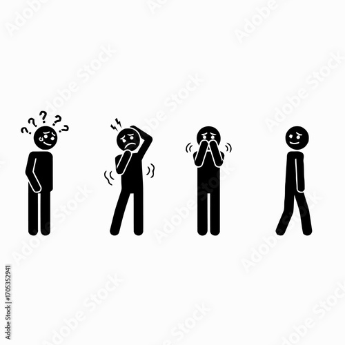 Conceptual illustration of a person's emotional journey from mental health struggles like anxiety and depression to finding peace and clarity
