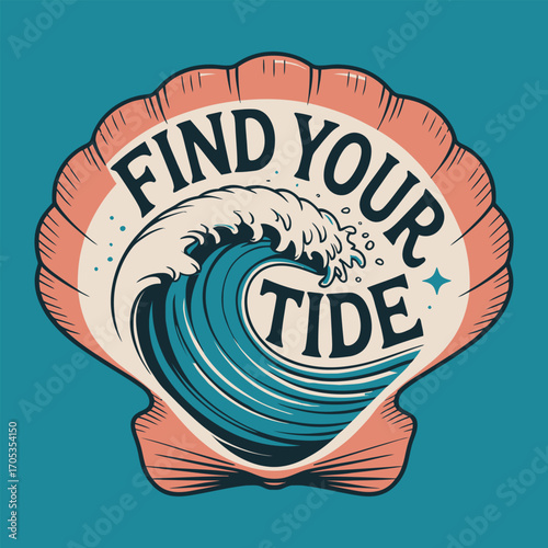 Seashell wave find your tide ocean water