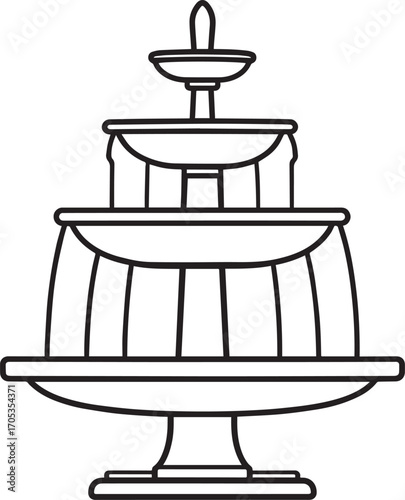 Modern Water Fountain Silhouette Black Vector Illustration for Architectural Decor
