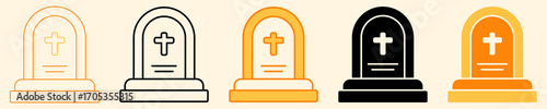 Gravestone Icon Set Multiple Style Collection
