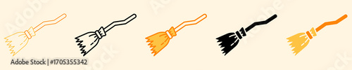 Witch Broom Icon Set Multiple Style Collection