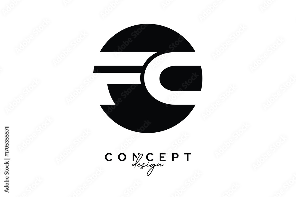 Obraz premium FC Creative Negative Space Circle Monogram Logo Design