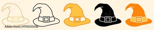 Witch Hat Icon Set Multiple Style Collection