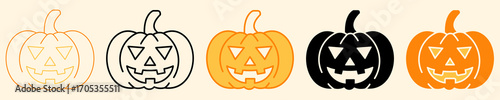 Jack O Lantern Icon Set Multiple Style Collection