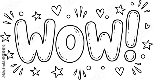Hand-Drawn Wow! Word Doodle Graphic