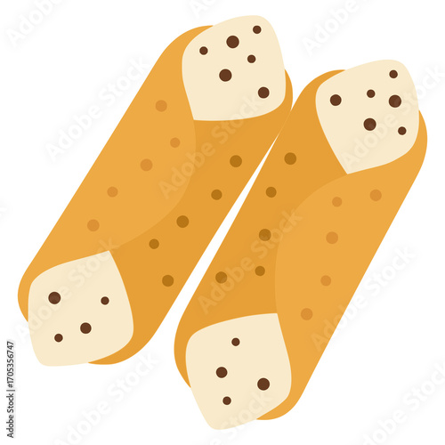 Cannoli Italian traditional pastry flat color vector illustration template design