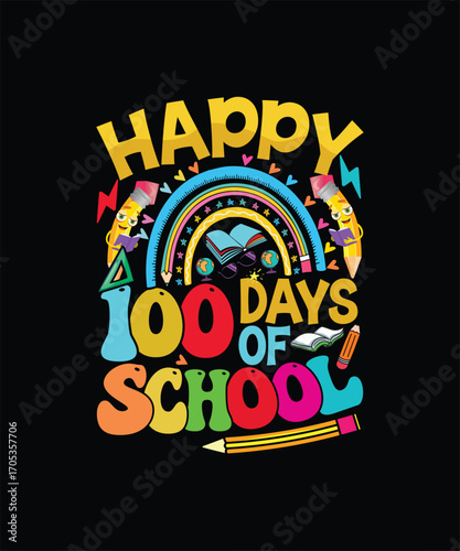 Webschool t-shirt design, funny, child, colorful, illustration, fashion, card, 100 day, day