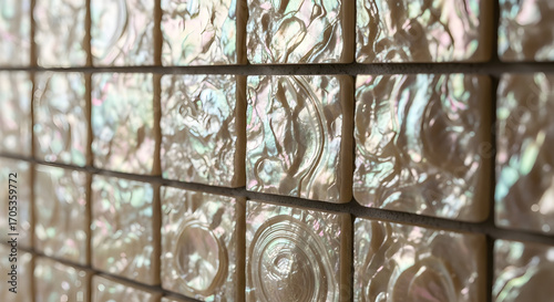 Close Up Of Shiny Iridescent Mother Of Pearl Tiles With Swirling Patterns And Textures