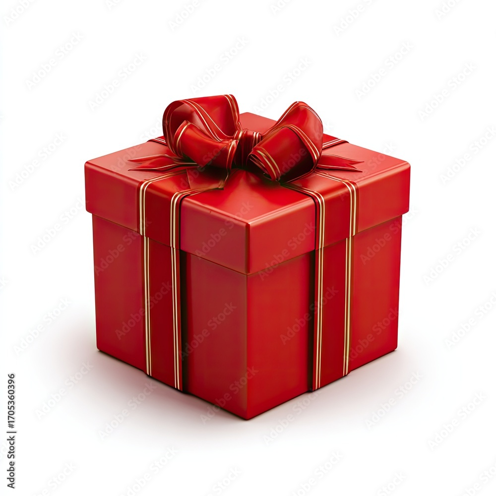Fototapeta premium A red gift box with a gold ribbon