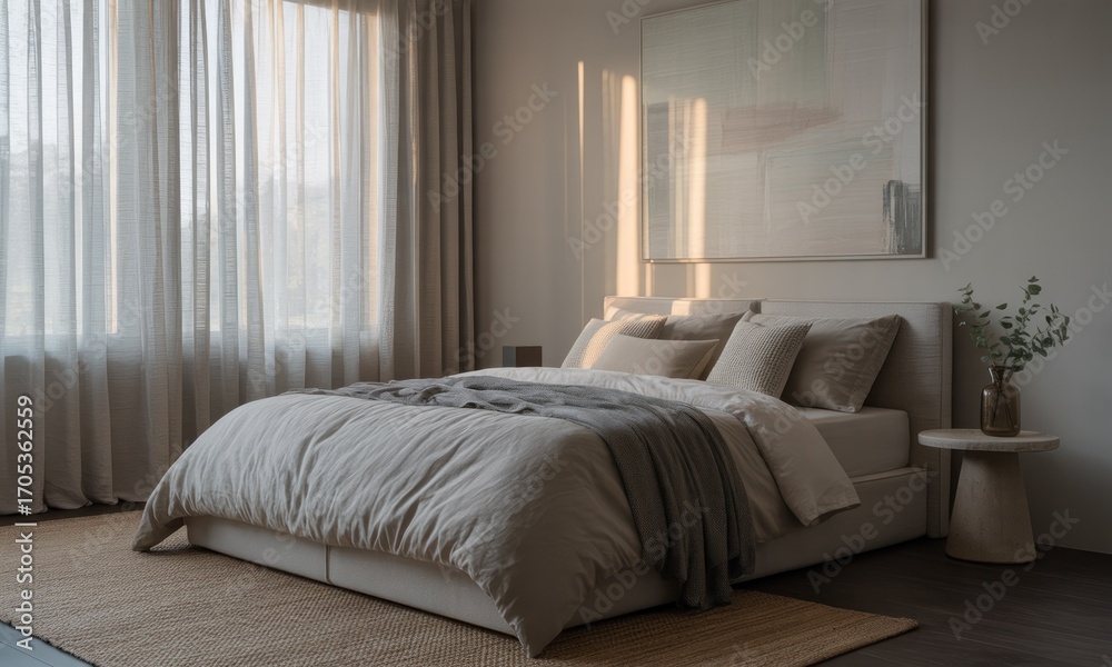 Fototapeta premium Modern bedroom with natural light