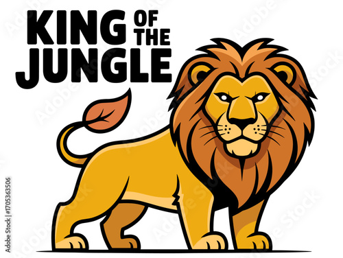 King of the jungle lion illustration with bold colors and expressive design showcasing strength and majesty