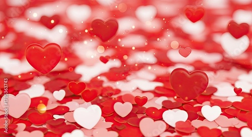 Red and White Hearts Background Valentines Day.