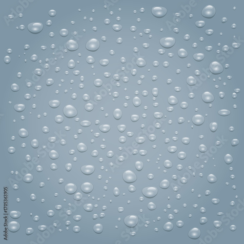 Realistic vector water drop pattern with transparency. Ideal as a graphic resource, background, or element for design, advertising, and decoration projects.