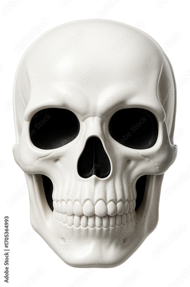 Fototapeta premium White plastic skull mask with black eye sockets and nose