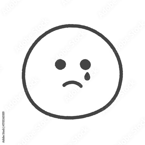 手書きの涙を流し泣いている顔の絵文字 - シンプルでかわいい悲しい感情やトラブルのイメージ素材