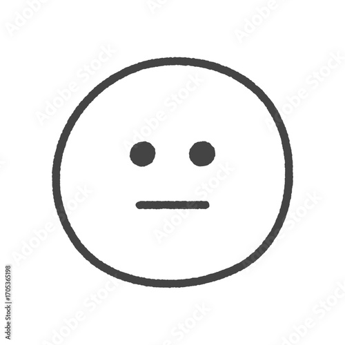 手書きの無表情な顔の絵文字 -普通や真顔を表現するシンプルでかわいい黒い線画のイラスト素材