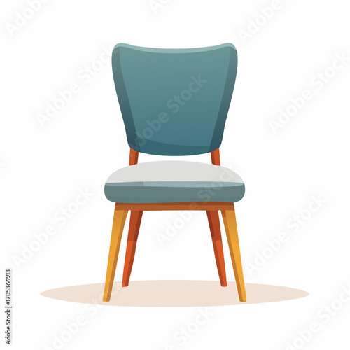 Eleganter Esszimmerstuhl mit Stoffbezug und Holzbeinen
