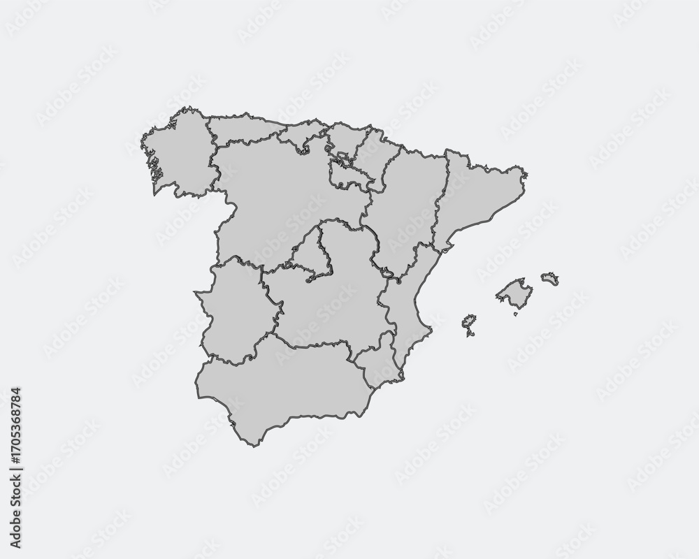 Obraz premium Spain Map Regions and Autonomous Communities