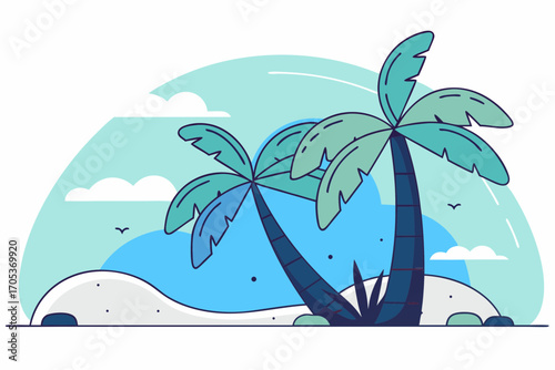 Tropical island with palms