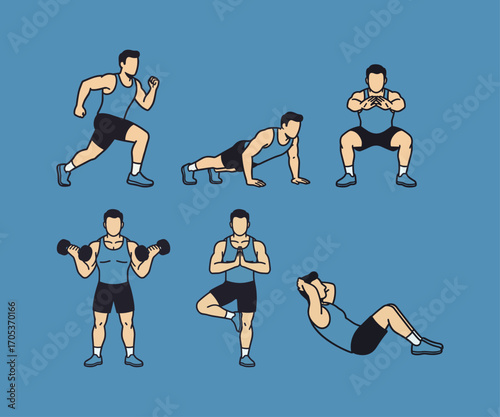 Sport vector illustration of athlete running, exercise healthy lifestyle for design element