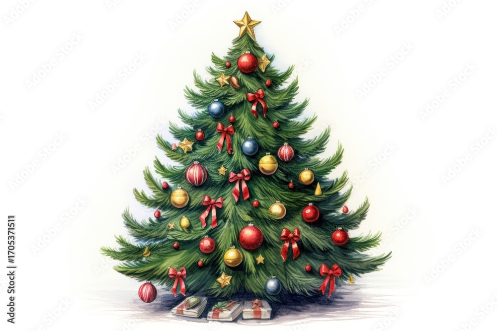 Fototapeta premium Decorated christmas tree plant illuminated celebration.