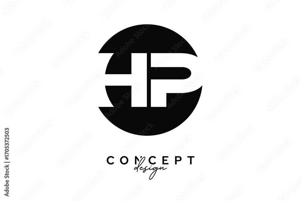 Obraz premium HP Creative Negative Space Circle Monogram Logo Design