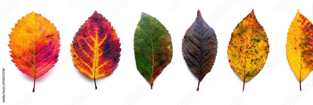 Obraz premium Colorful autumn leaves in a row