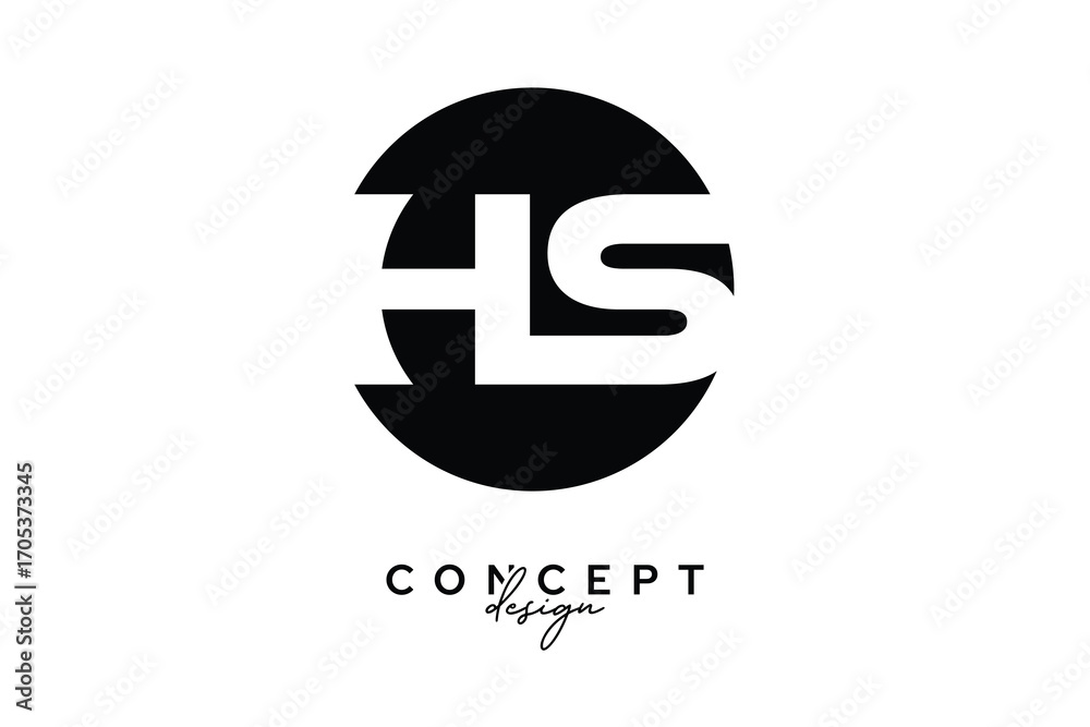 Obraz premium HS Creative Negative Space Circle Monogram Logo Design