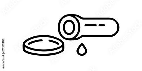 Leaking water pipe with droplet line art icon
