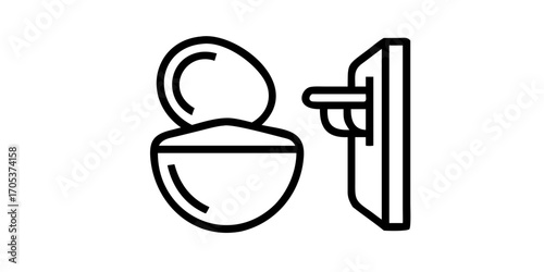 Toilet with wall mounted flush line art icon

