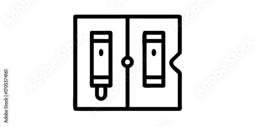 Double door with handles line art icon
