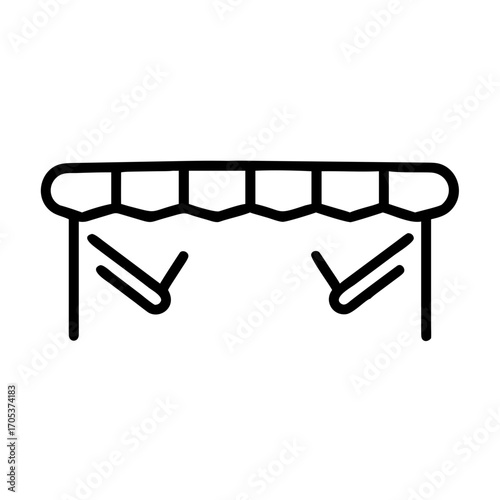 Stage with curtains and spotlights line art icon
