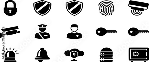 Security line Icon Set Vector. Lock, Protection, and Safety Symbols illustration