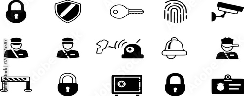 Security line Icon Set Vector. Lock, Protection, and Safety Symbols illustration