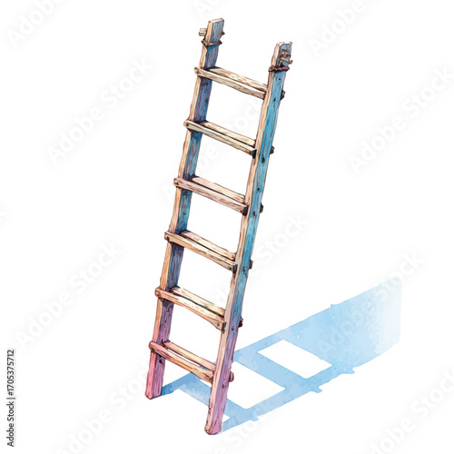 Ladder, watercolor clipart vector, isolated on a white background.
