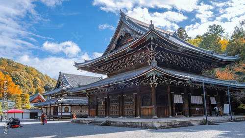 Photography Sennyuji Temple with beautiful foliage in autumn in Kyoto, Japan