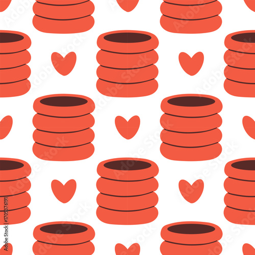 Vector seamless pattern of ceramic vase with abstract design. Cartoon illustration isolated on white background